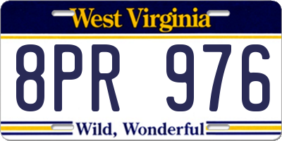 WV license plate 8PR976