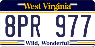 WV license plate 8PR977