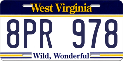 WV license plate 8PR978