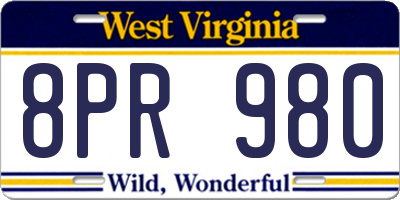 WV license plate 8PR980