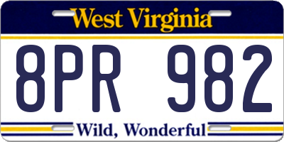 WV license plate 8PR982