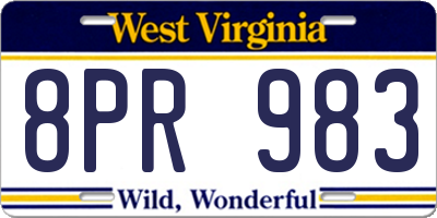 WV license plate 8PR983