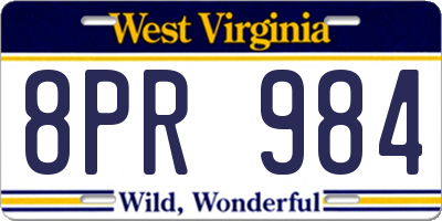 WV license plate 8PR984