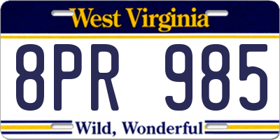 WV license plate 8PR985