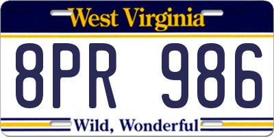 WV license plate 8PR986