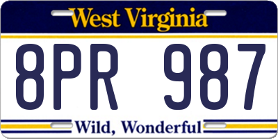 WV license plate 8PR987