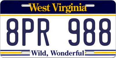 WV license plate 8PR988