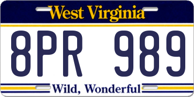 WV license plate 8PR989