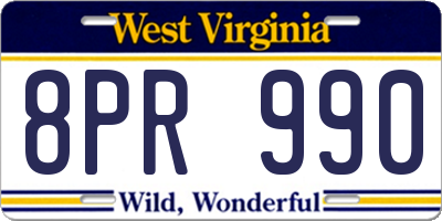 WV license plate 8PR990