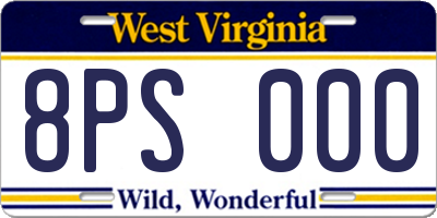 WV license plate 8PS000