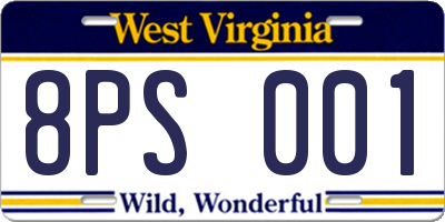 WV license plate 8PS001