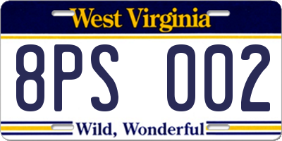 WV license plate 8PS002