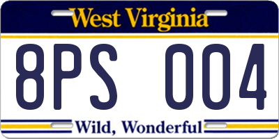 WV license plate 8PS004