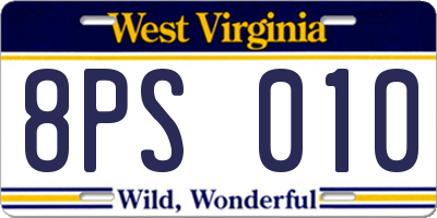 WV license plate 8PS010