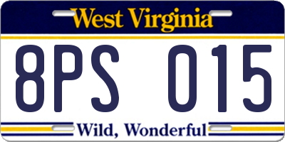 WV license plate 8PS015