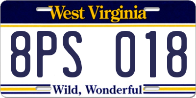 WV license plate 8PS018