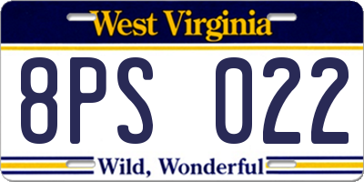 WV license plate 8PS022
