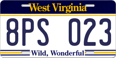 WV license plate 8PS023