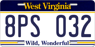 WV license plate 8PS032