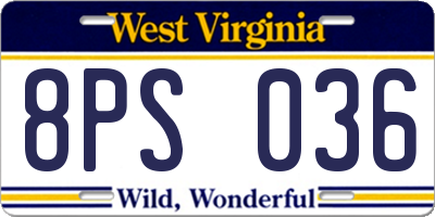 WV license plate 8PS036