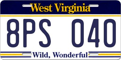 WV license plate 8PS040