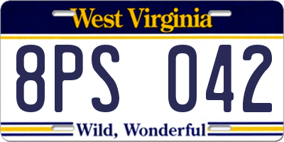 WV license plate 8PS042