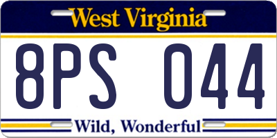 WV license plate 8PS044
