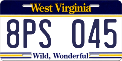 WV license plate 8PS045