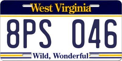 WV license plate 8PS046