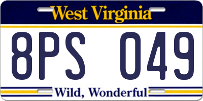 WV license plate 8PS049