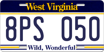 WV license plate 8PS050