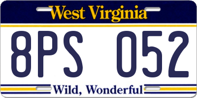 WV license plate 8PS052