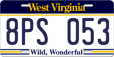 WV license plate 8PS053