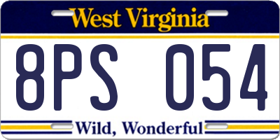 WV license plate 8PS054