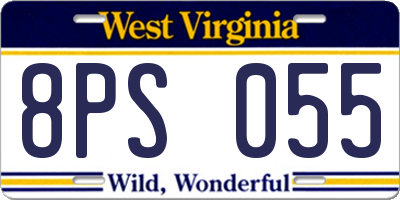 WV license plate 8PS055