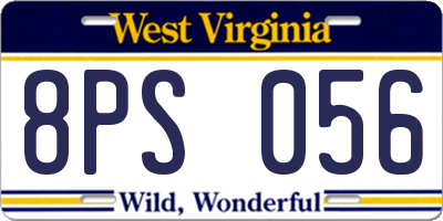 WV license plate 8PS056