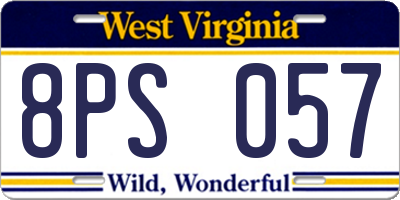 WV license plate 8PS057