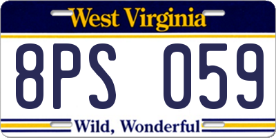 WV license plate 8PS059