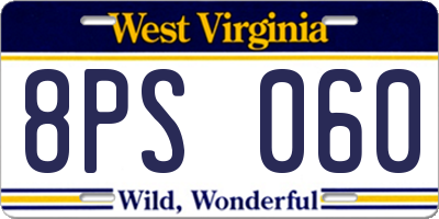 WV license plate 8PS060