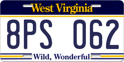 WV license plate 8PS062