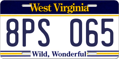 WV license plate 8PS065