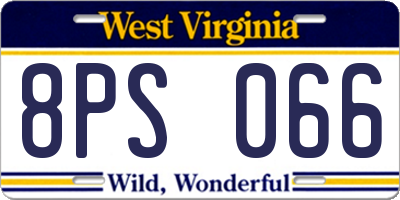 WV license plate 8PS066
