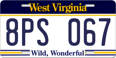 WV license plate 8PS067