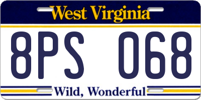 WV license plate 8PS068