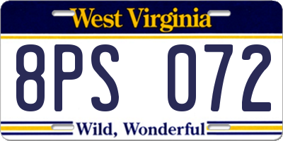 WV license plate 8PS072