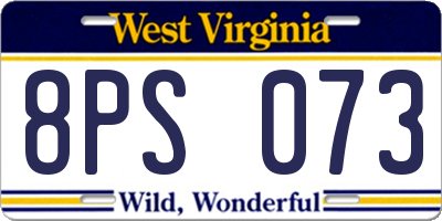 WV license plate 8PS073