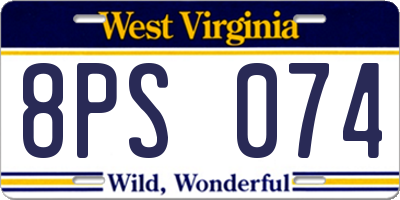 WV license plate 8PS074