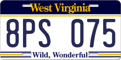 WV license plate 8PS075