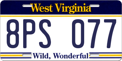 WV license plate 8PS077