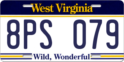 WV license plate 8PS079